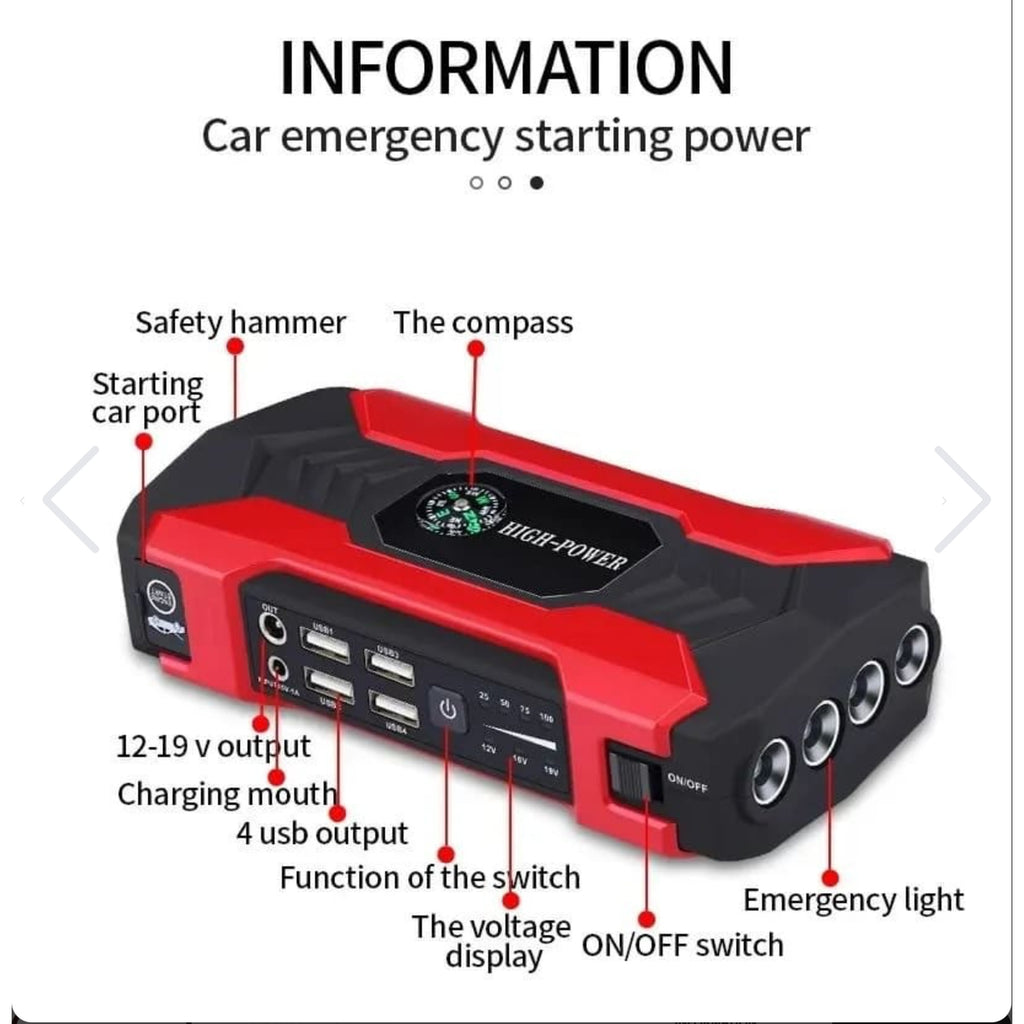 HIGH POWER EMERGENCY JUMP STARTER AND TYRE INFLATOR